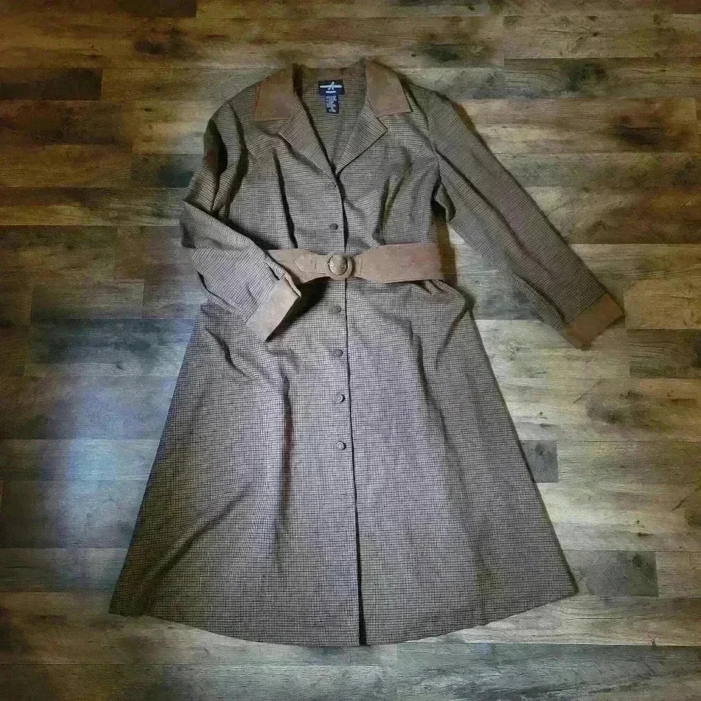 Vintage Positive Attitude 2-Piece Duster Coat With Belt Size 16
